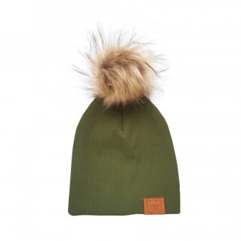 STROJMISIE CZAPKA ZIMOWA Z POMPONEM-KHAKI