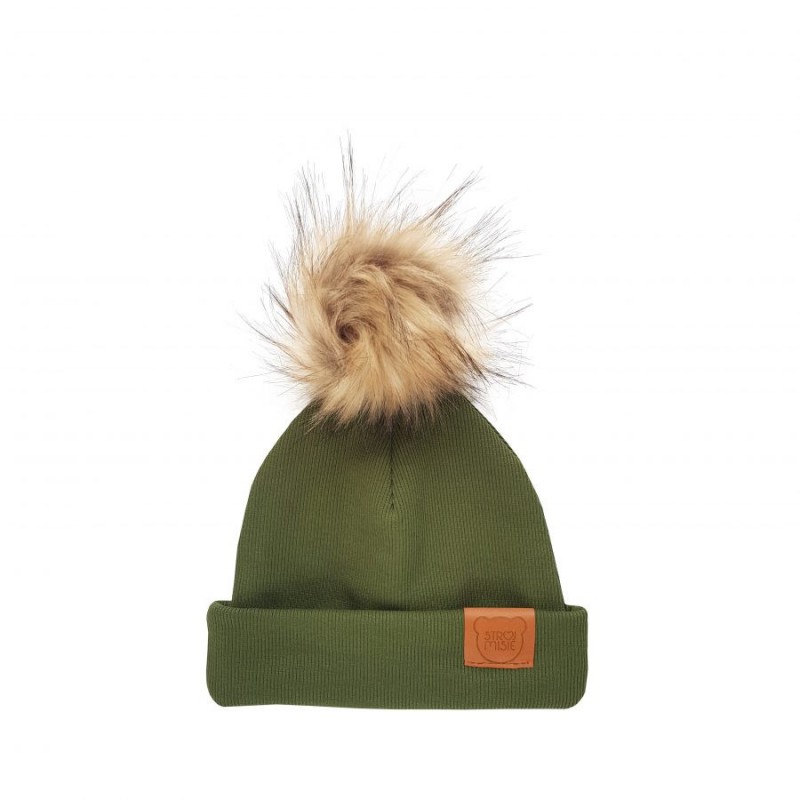 STROJMISIE CZAPKA ZIMOWA Z POMPONEM-KHAKI