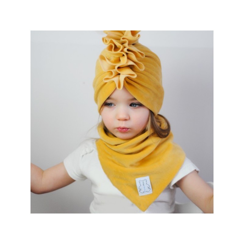 HONSIUMISIU TURBAN WELUROWY MUSZTARDA