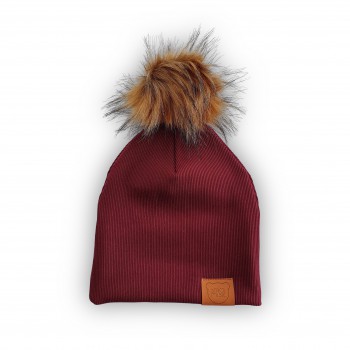 STROJMISIE CZAPKA Z POMPONEM NEUTRALNY BORDO
