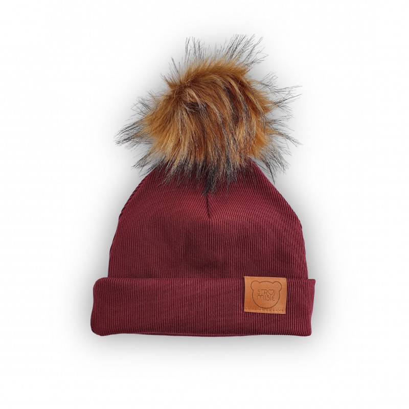 STROJMISIE CZAPKA Z POMPONEM NEUTRALNY BORDO