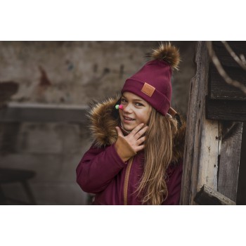 STROJMISIE CZAPKA Z POMPONEM NEUTRALNY BORDO