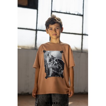 MASHMNIE T-SHIRT WOLF MOKKA